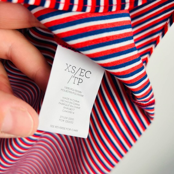 Cabi Franklin Patriot Striped Red White Blue Blouse Style 5335 Size XS - Picture 5 of 7